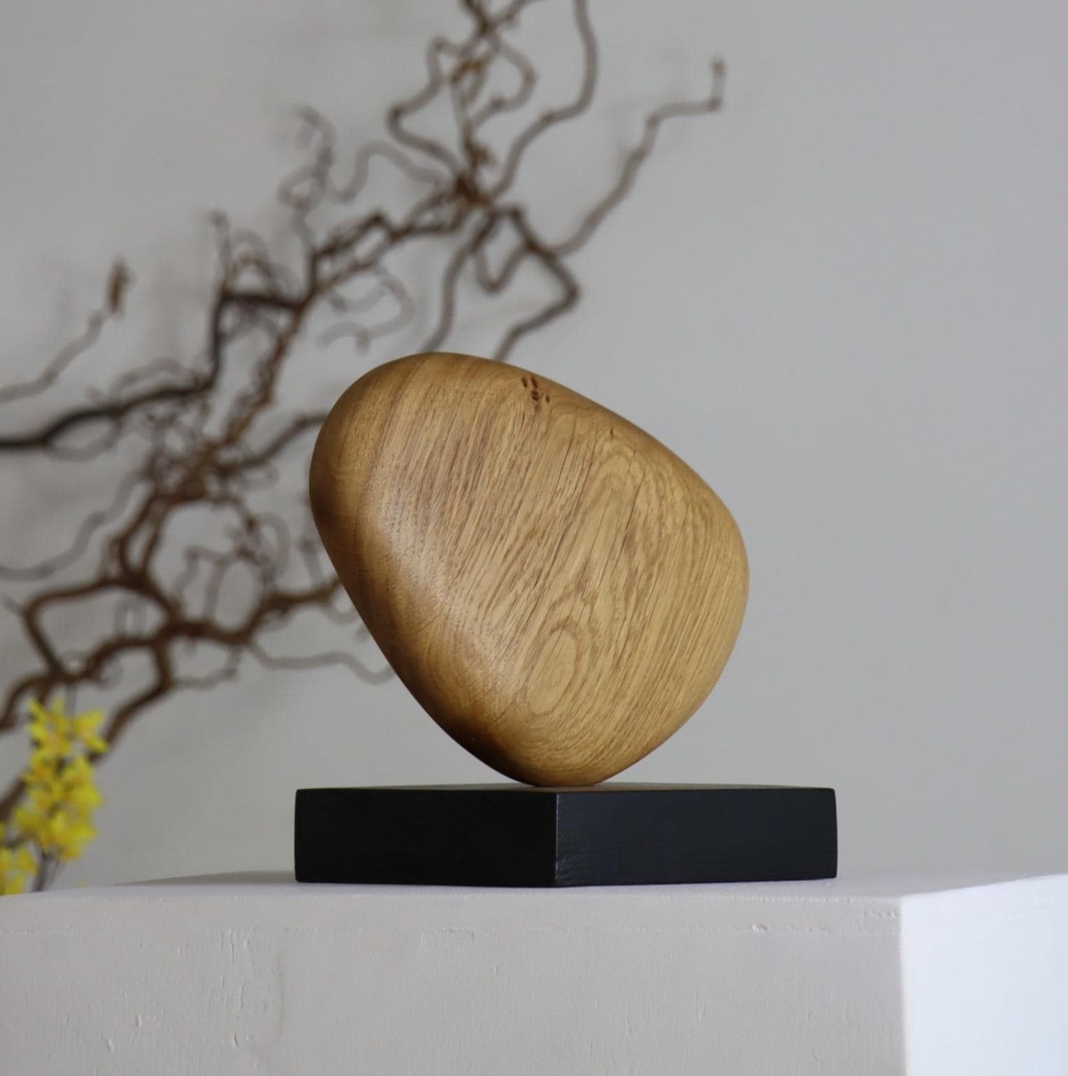 Beautiful Hand Carved Oak Pebble Sculpture   Home Décor photo Art