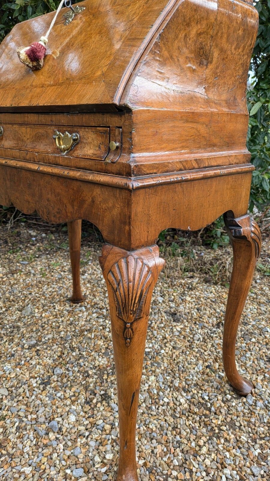 photo furniture George I Style Burr Walnut Bureau On Stand Desk