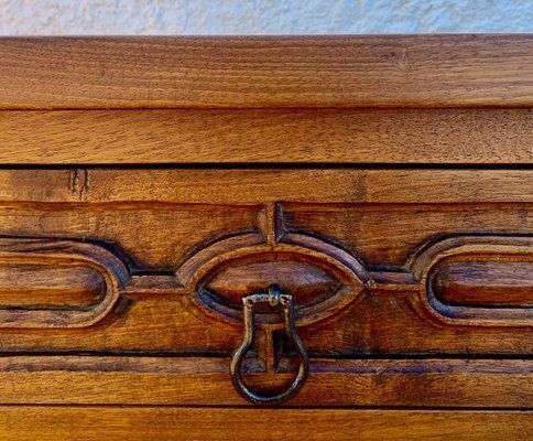 Vintage Carved Walnut Console Table With Solomonic Legs And Two Drawers, 1940s photo vintage