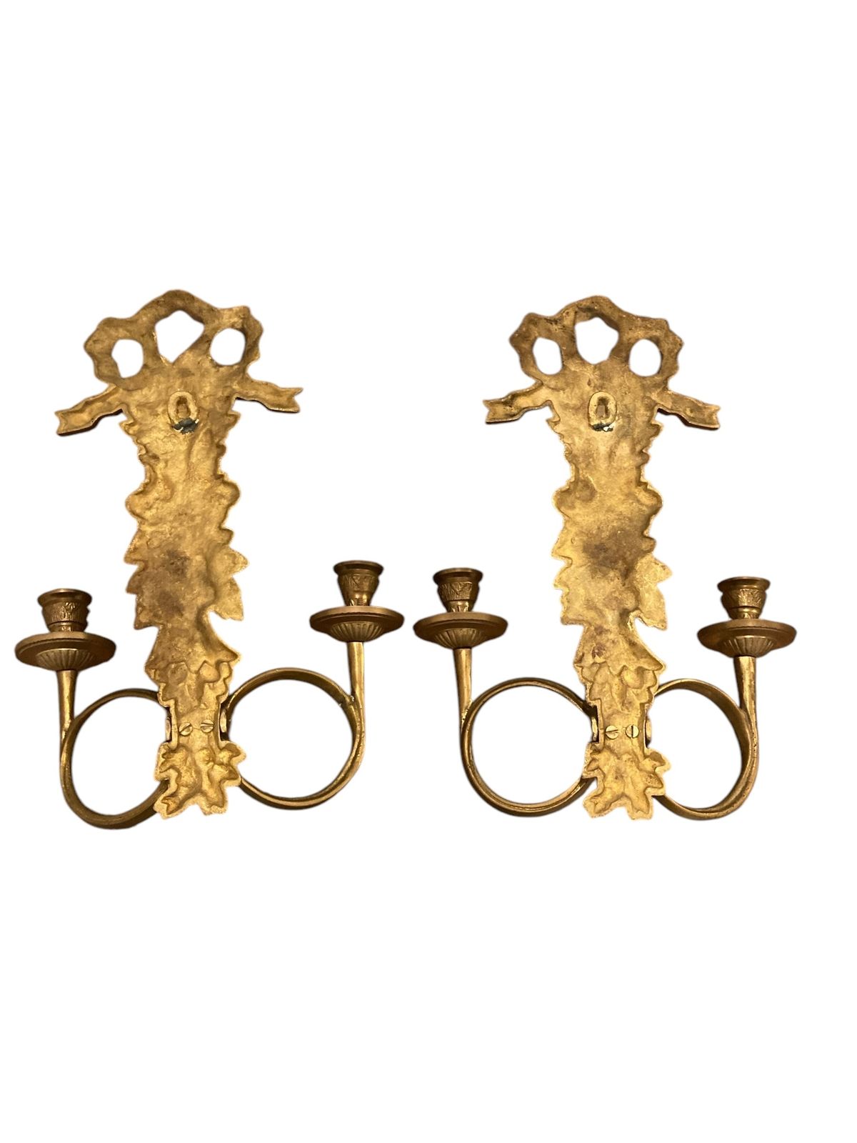 Home Decor Pair Of Italian Brass Wall Sconces, Candelabra photo
