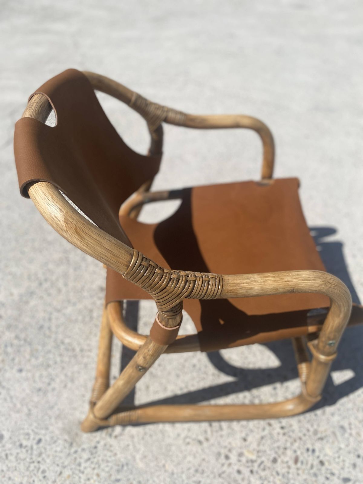 Mid Century Bamboo And Leather Safari Armchair, Denmark, 1960s photo furniture