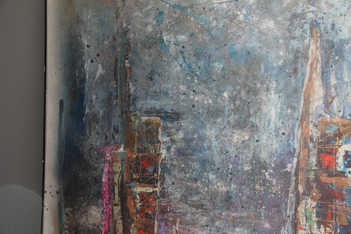 photo for sale Big Oil On Canvas From The 1960s, Signed V, Busa Abstract Colored Italian Design