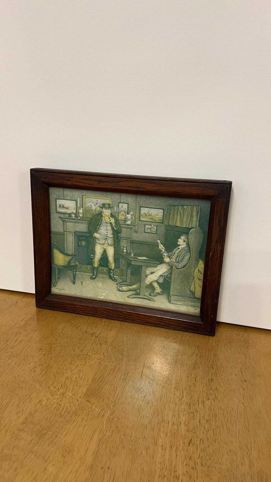 Vintage Picture In Solid Wood Frame Of A 1925 Frank Dadd Painting Depicting Gentlemen In A Pub photo buy