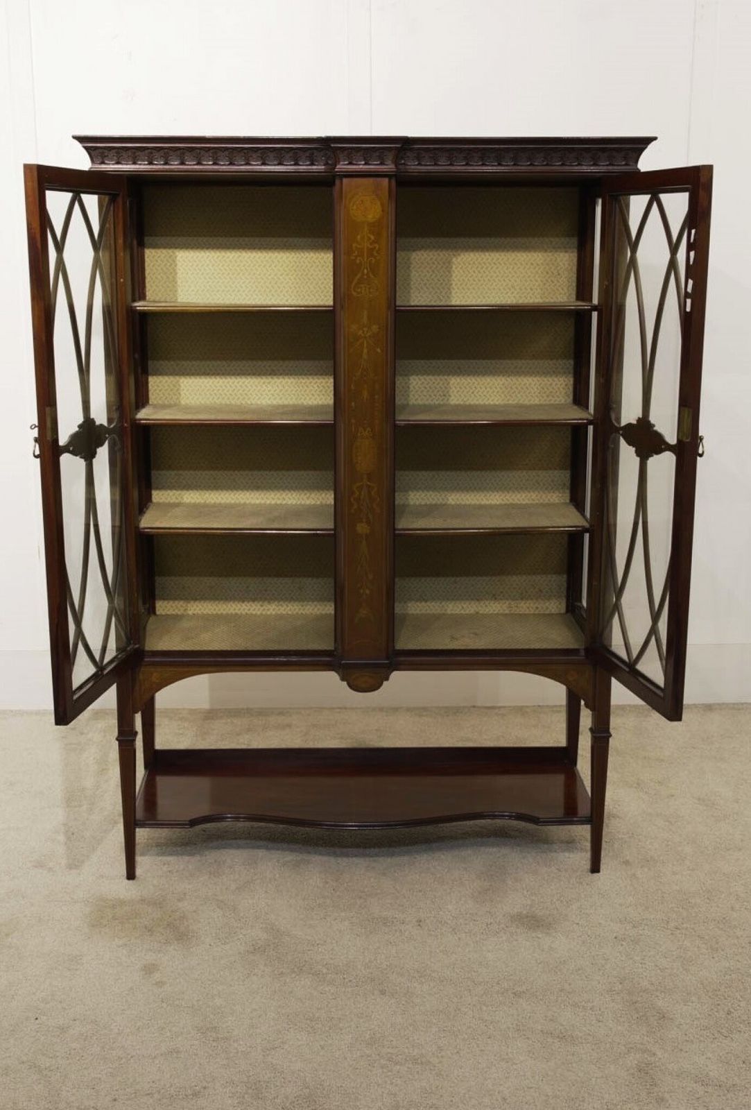 Edwardian Sheraton Display Cabinet Mahogany Inlay 1900 photo furniture