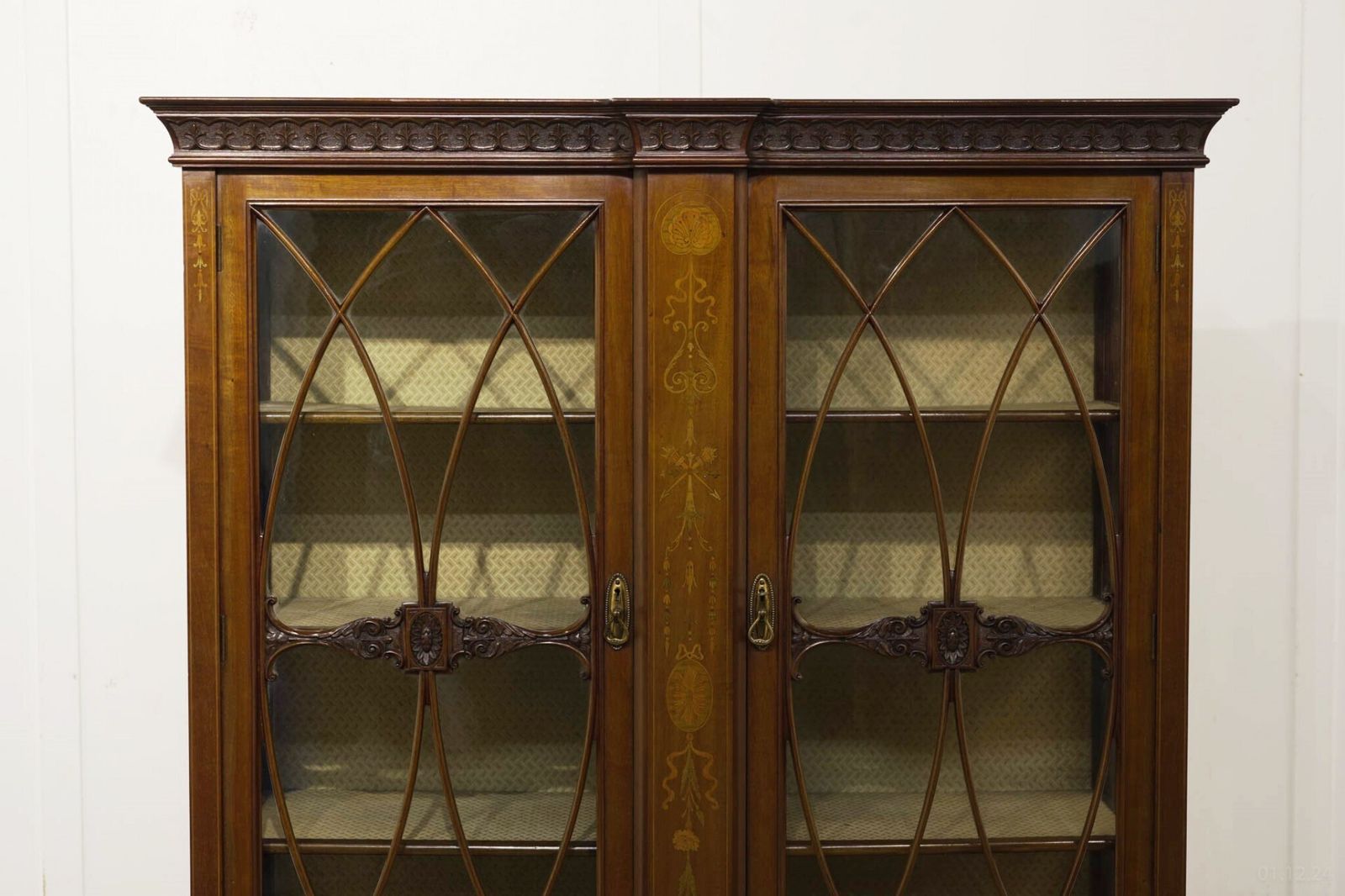 Edwardian Sheraton Display Cabinet Mahogany Inlay 1900 photo vinterior