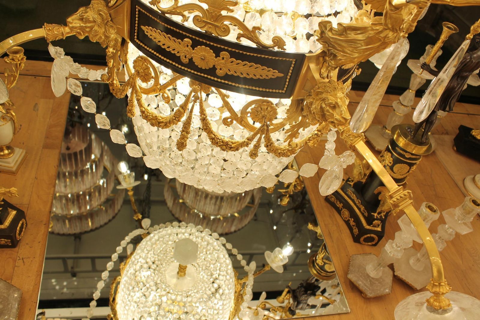 Lighting Large Beautiful Gasolier Bronze & Rock Crystal French Chandelier With 36 Lights photo