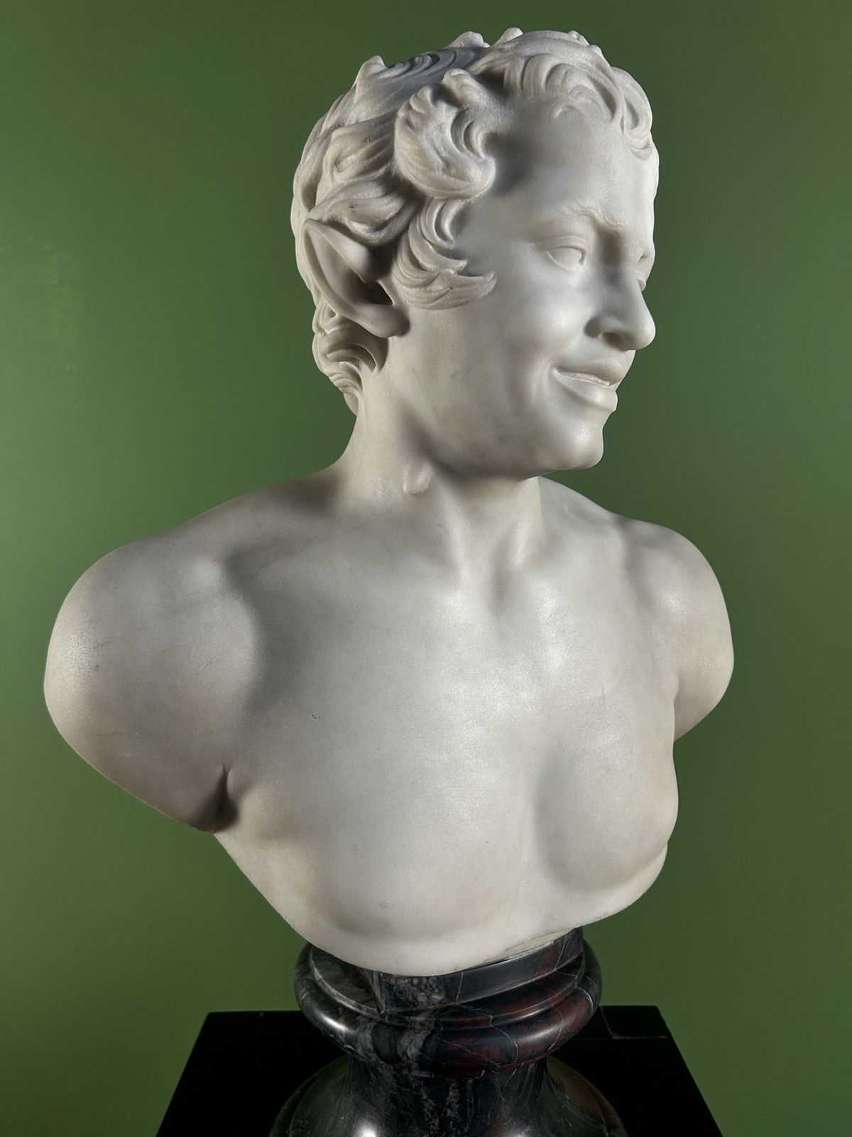 19th Century Italian Marble Bust Of The Albani Faun photo Art