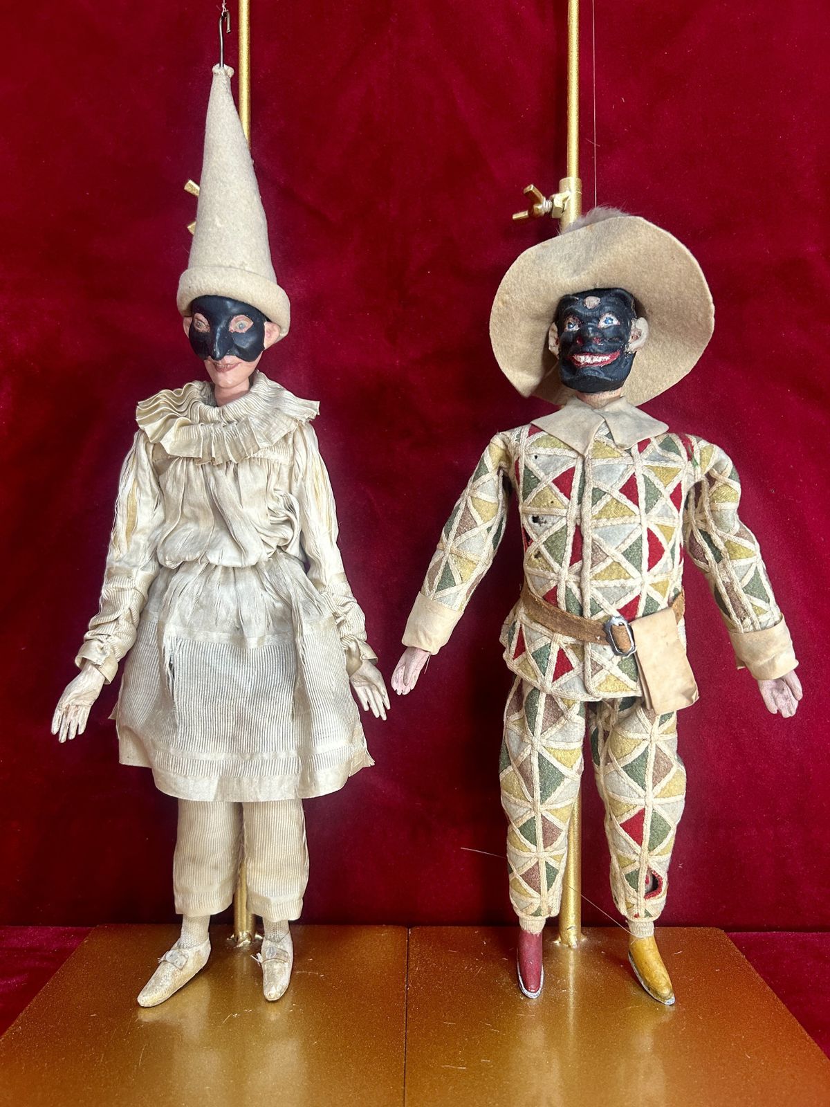 Very Rare Museum Quality Collection Of 16 Venetian Marionette Puppets From 18th Century Commedia Dell’arte Theatre Venice
