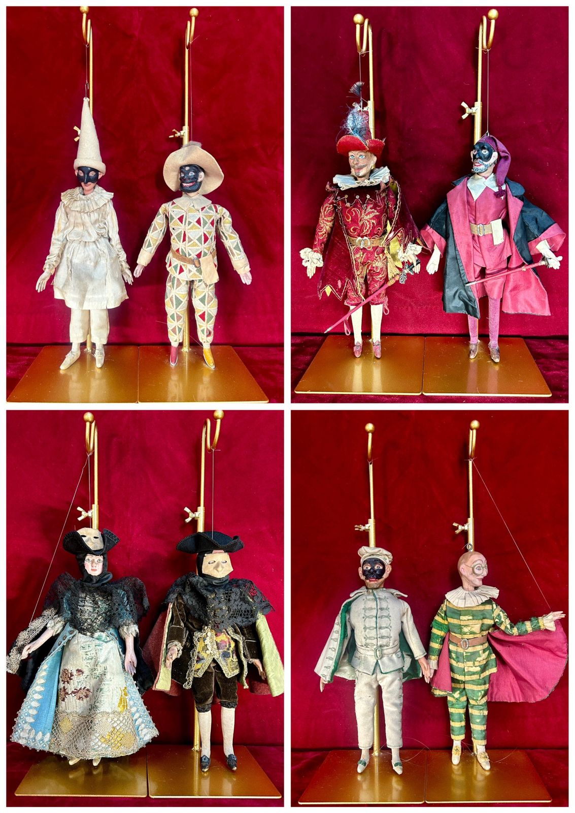 Very Rare Museum Quality Collection Of 16 Venetian Marionette Puppets From 18th Century Commedia Dell’arte Theatre Venice photo for sale