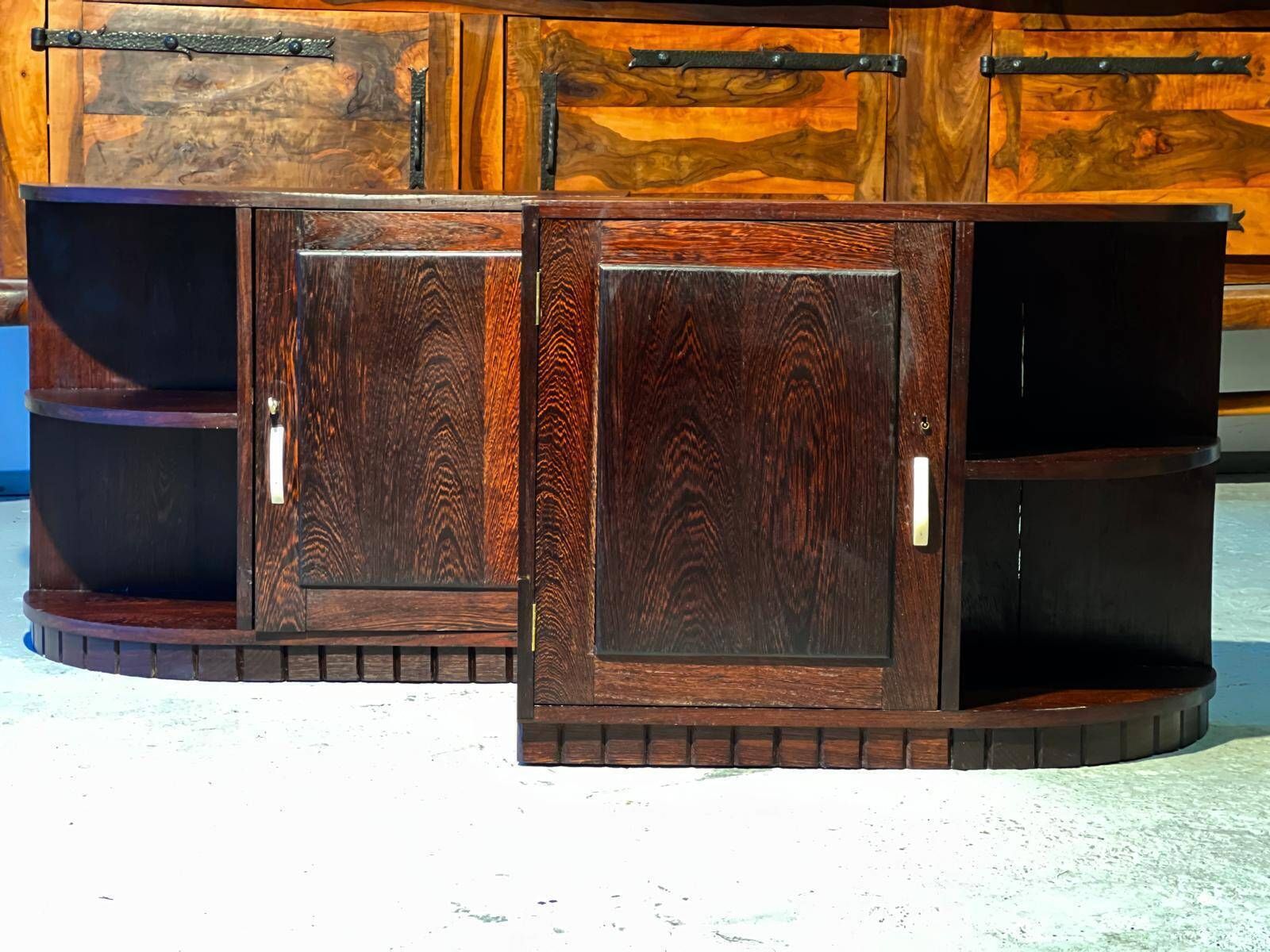 Important Pair Of Art Deco Bedside Tables In Palm Wood 1930 photo furniture
