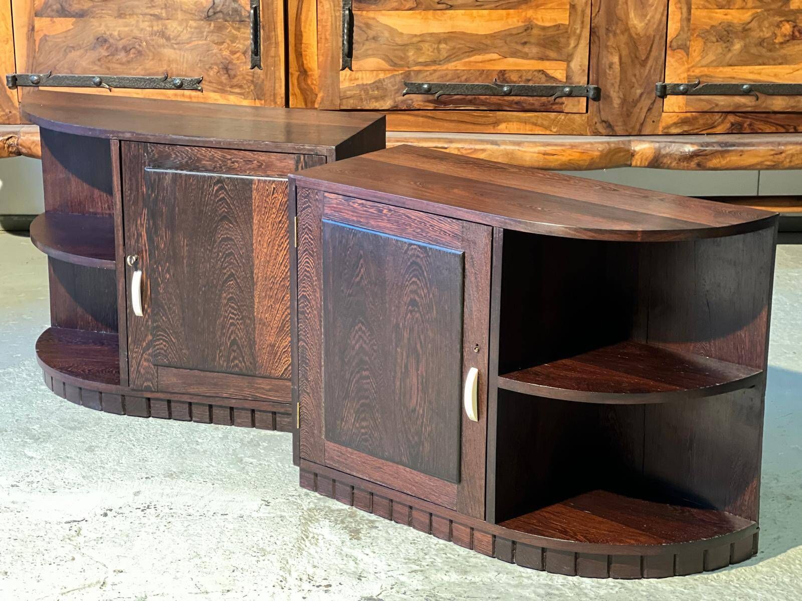 Important Pair Of Art Deco Bedside Tables In Palm Wood 1930 photo buy