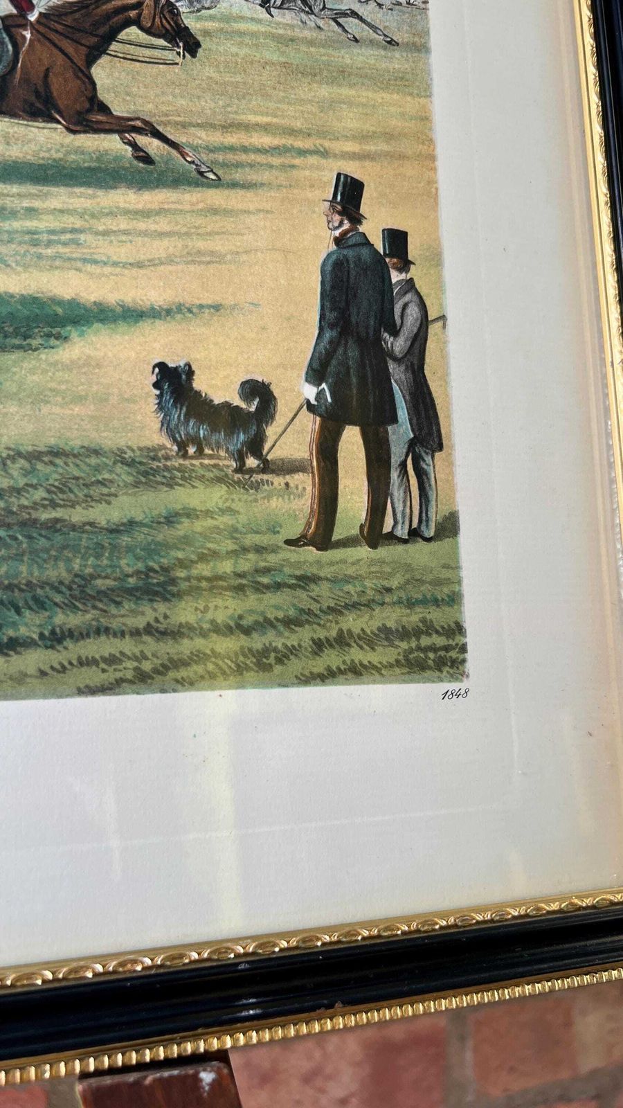 1848 Framed Lithograph "The Oxford Drag 2" By C. R. Winter – Antique Equestrian Print photo 149.0