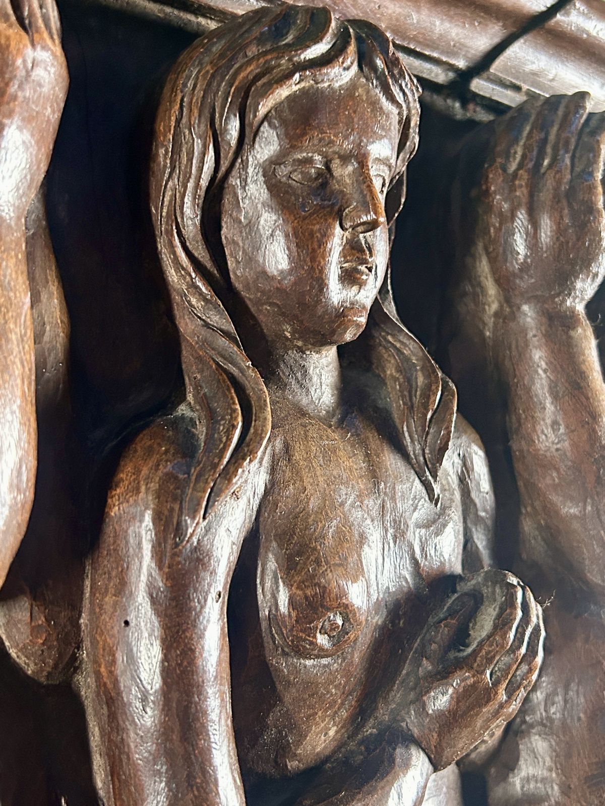 photo vinterior 15th / 16th Century Italian Walnut Panel Carving Of Religious Souls In Purgatory