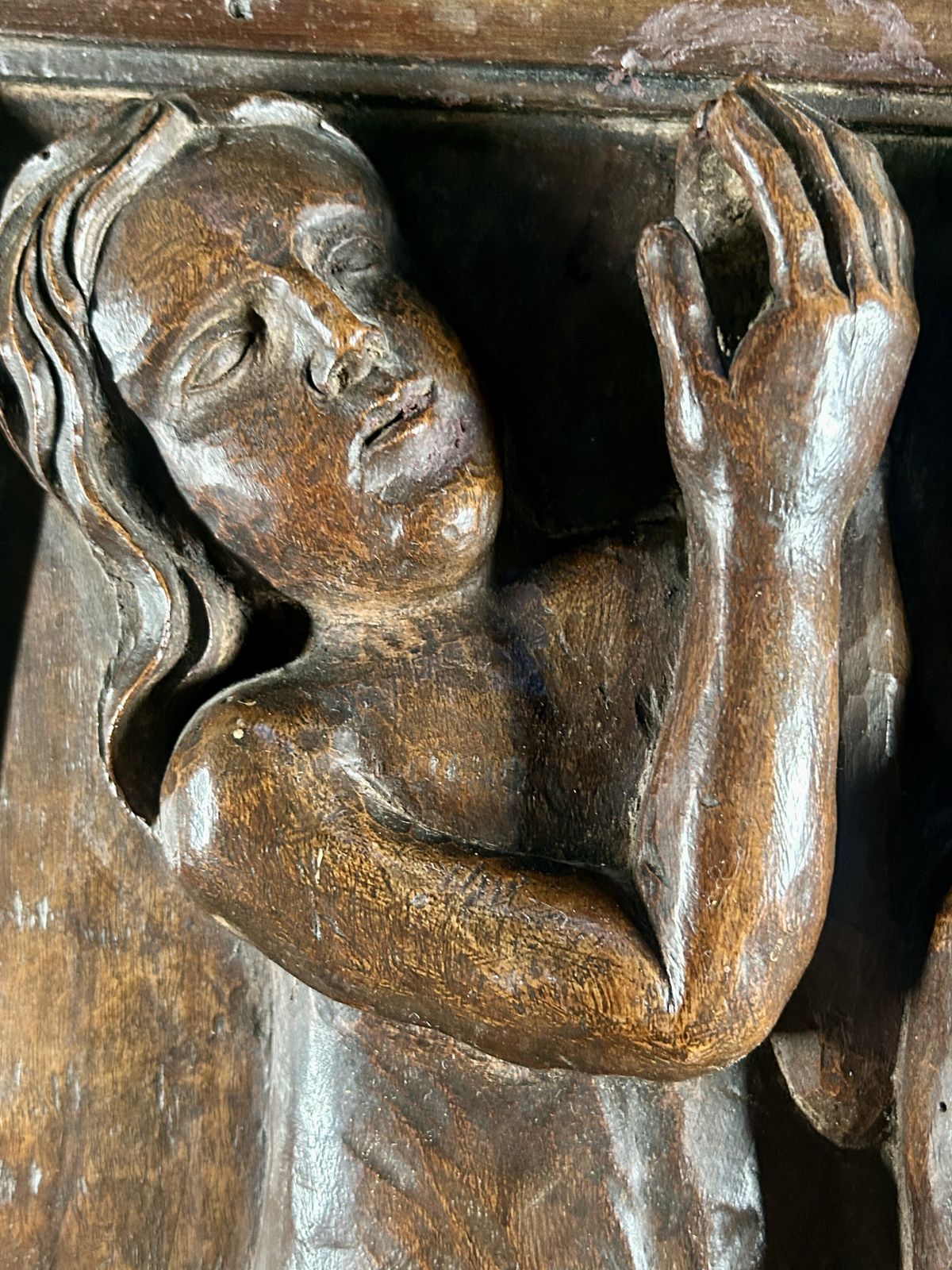 photo buy 15th / 16th Century Italian Walnut Panel Carving Of Religious Souls In Purgatory