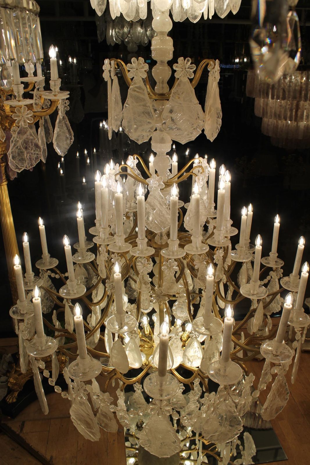 photo furniture Unique Single   Imposing Rock Crystal Louis XV Style Cage Chandeliers H300cm W180cm