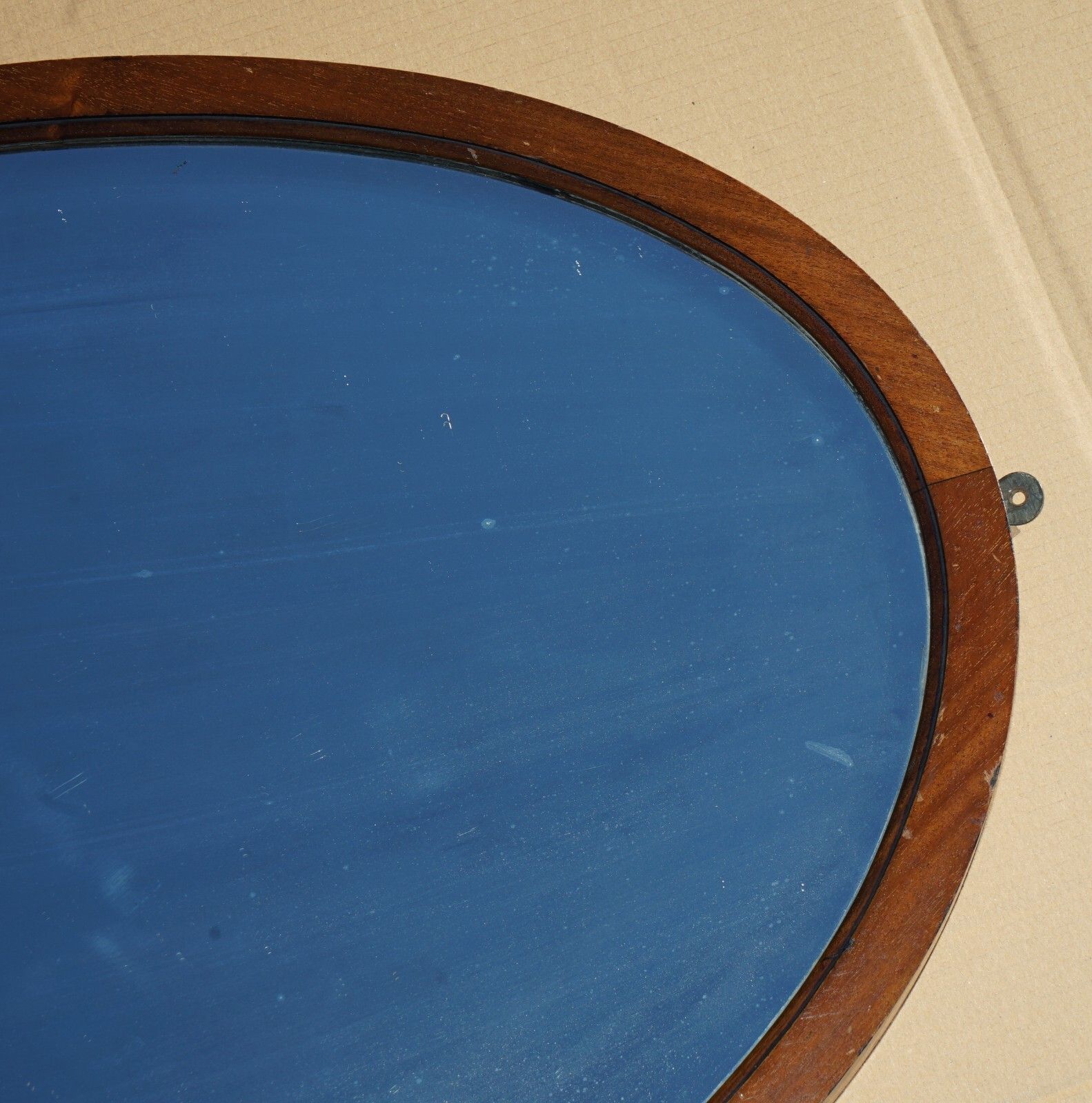 Sublime 1920's Art Deco Mercury Plate Venetian Mahogany Framed Oval Mirror photo Home Decor