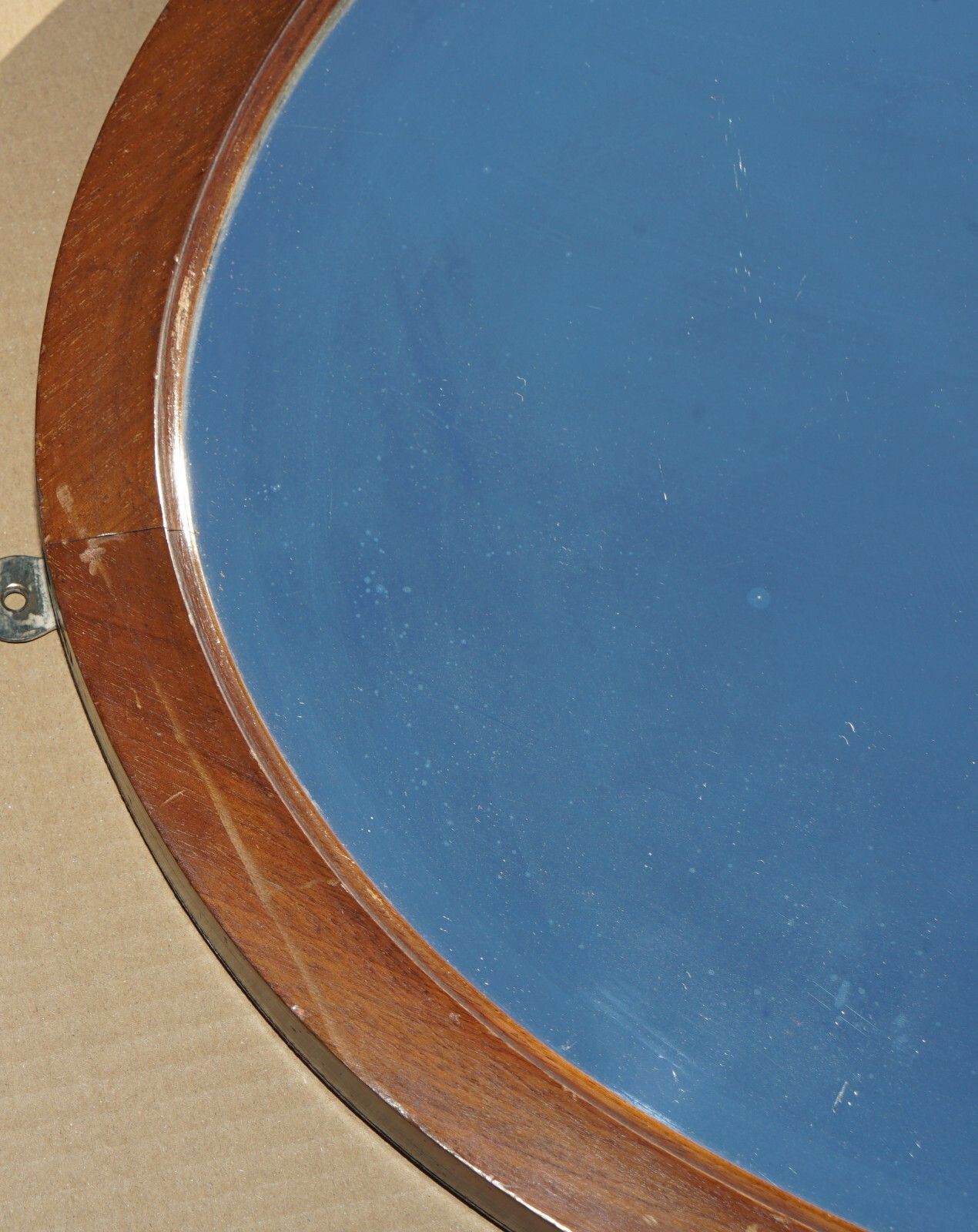 Sublime 1920's Art Deco Mercury Plate Venetian Mahogany Framed Oval Mirror photo buy