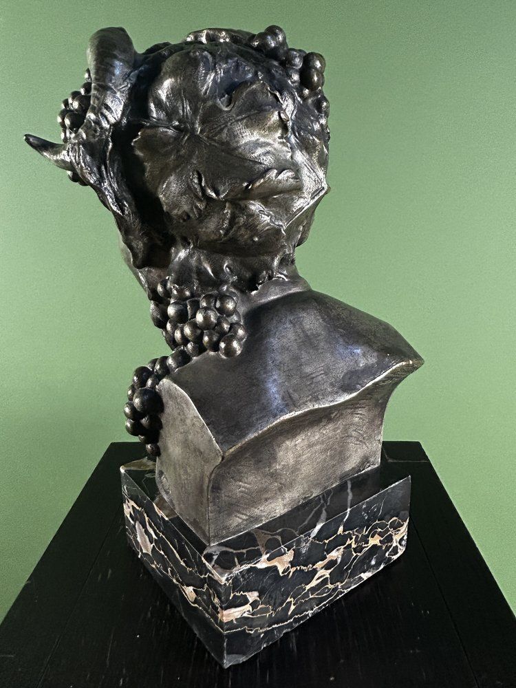 French Antique Bronze Bust Of A Satyr / Faun By Alix Marquet   1914 photo buy