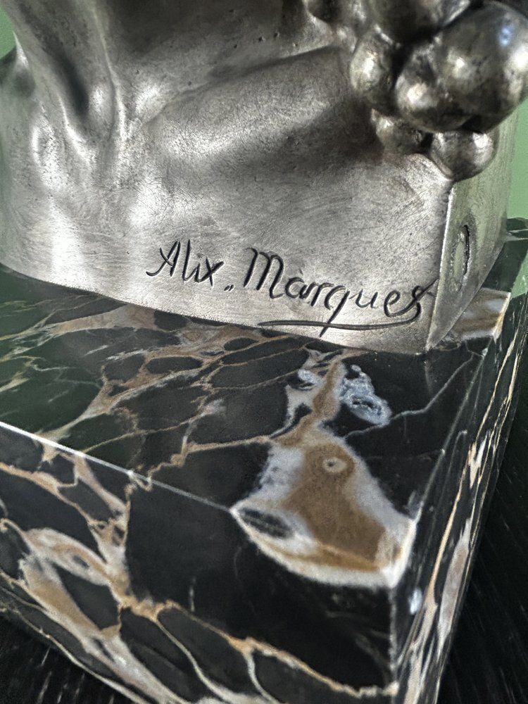 photo furniture French Antique Bronze Bust Of A Satyr / Faun By Alix Marquet   1914