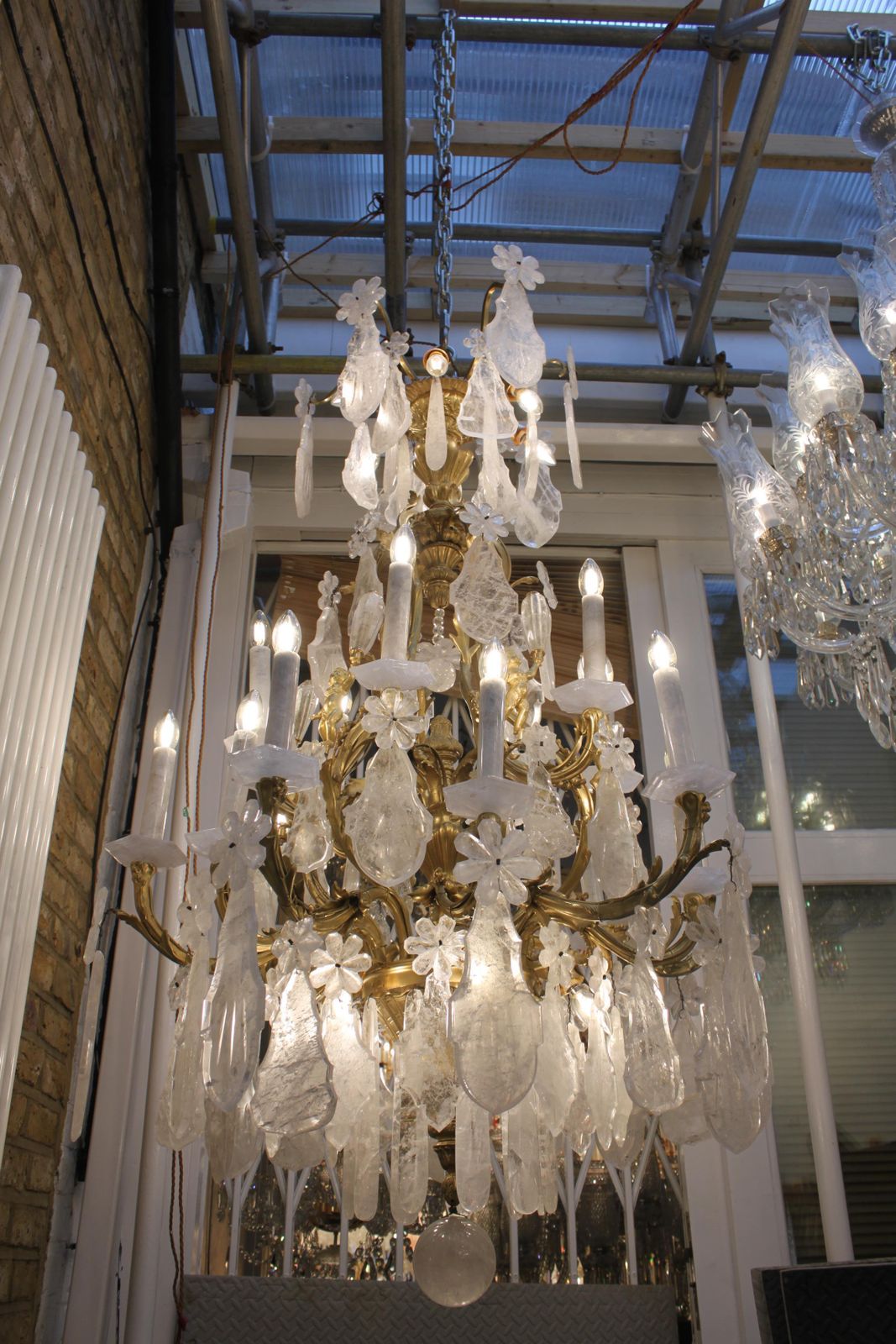Excellent French Gilt Bronze Rock Crystal Chandelier photo 20000.0