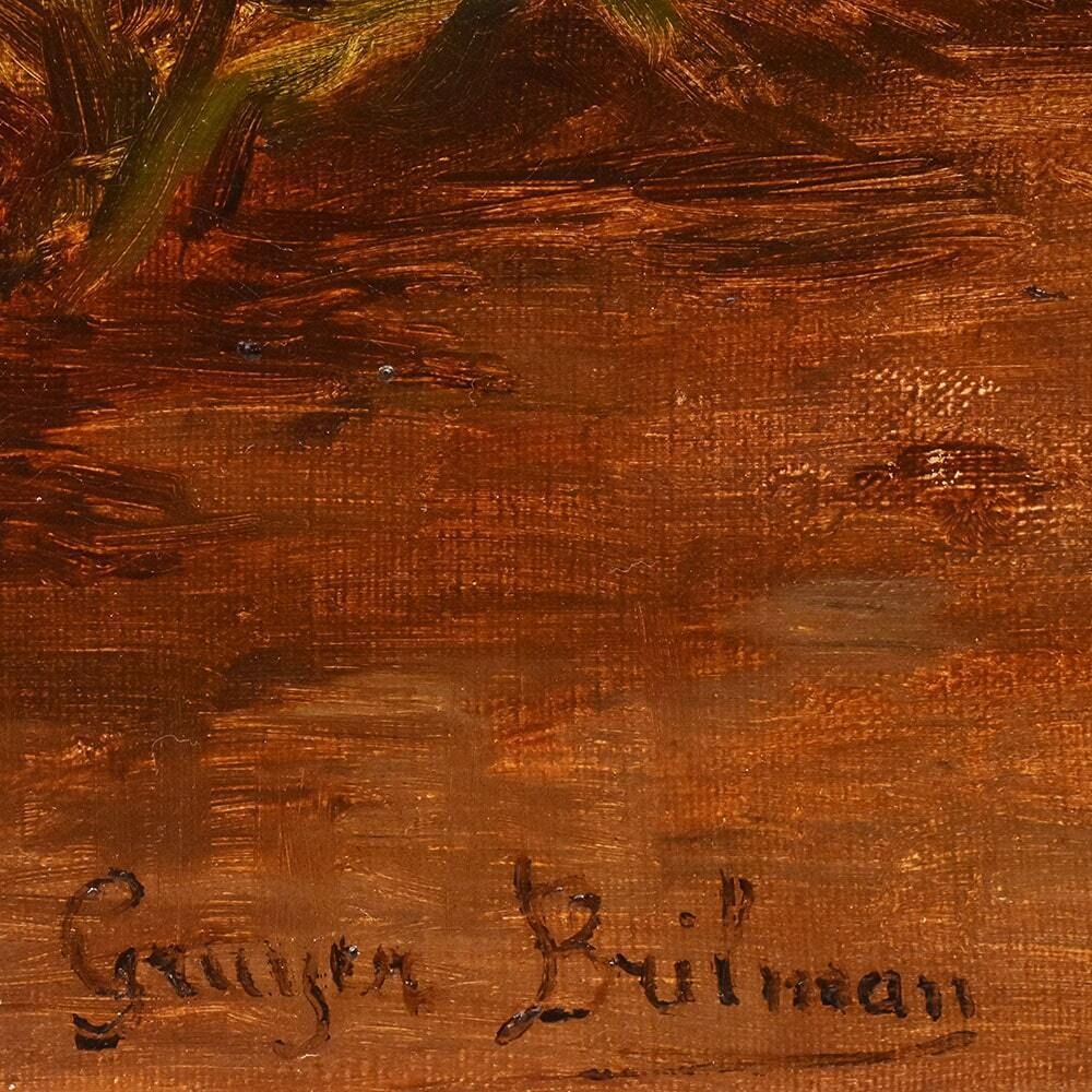 photo furniture Antique Flower Painting, Daisies And Lilacs Flowers, Oil On Canvas, Late 19th Century. (Qf630)