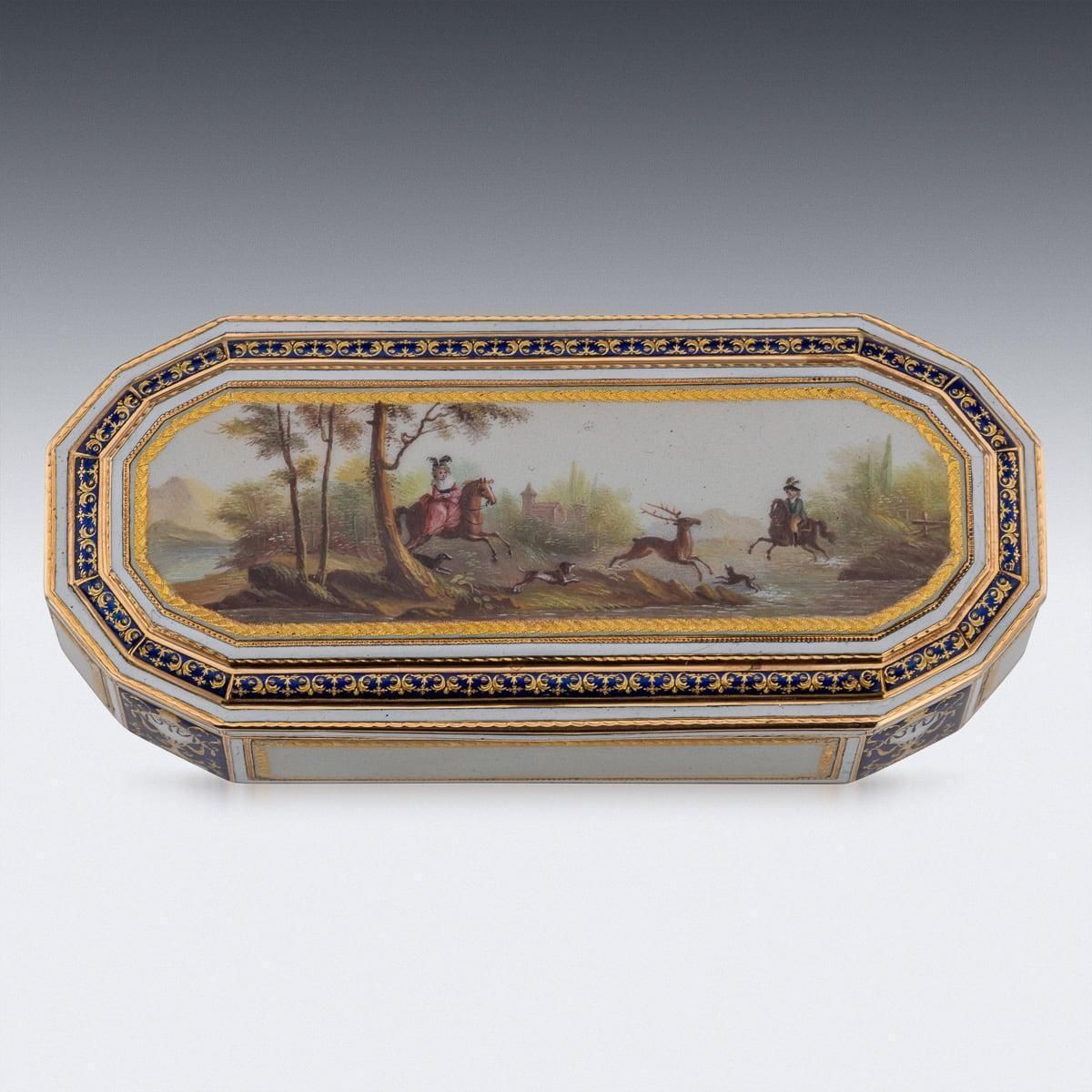 18th Century German 18k Gold & Enamel Snuff Box, Freres Jordan, Hanau C.1790 photo for sale
