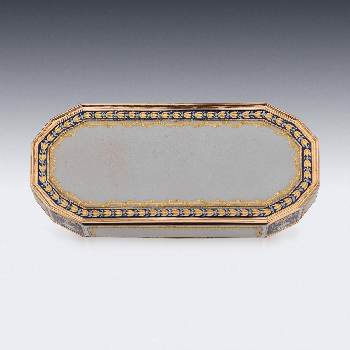 18th Century German 18k Gold & Enamel Snuff Box, Freres Jordan, Hanau C.1790 photo Home Decor