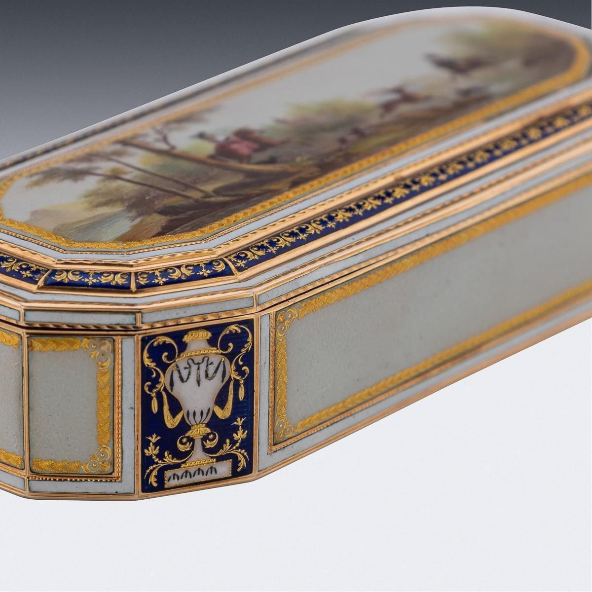 18th Century German 18k Gold & Enamel Snuff Box, Freres Jordan, Hanau C.1790 photo vintage