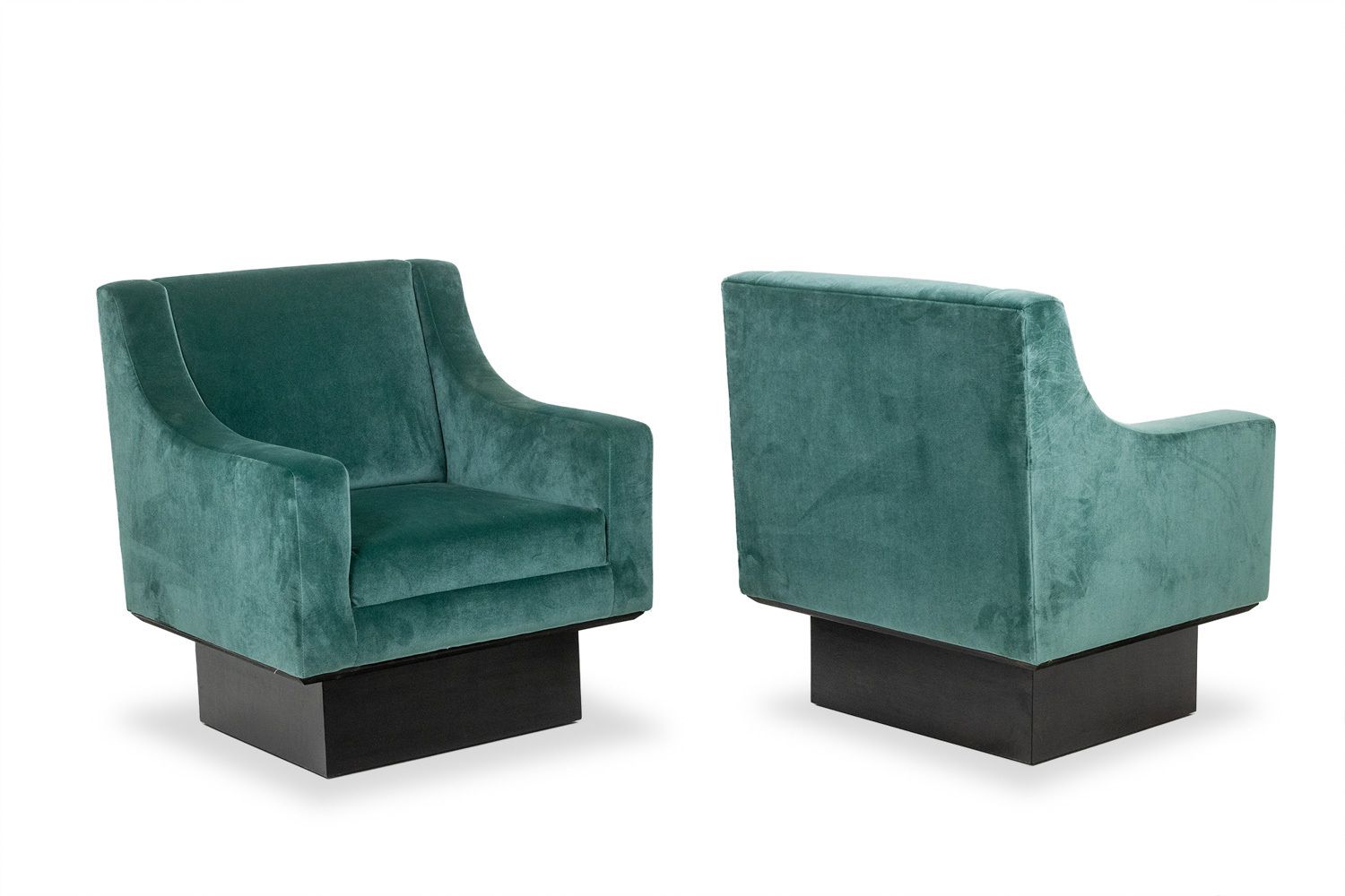Pair Of “Club” Armchairs, Cubic In Shape. 1940s.