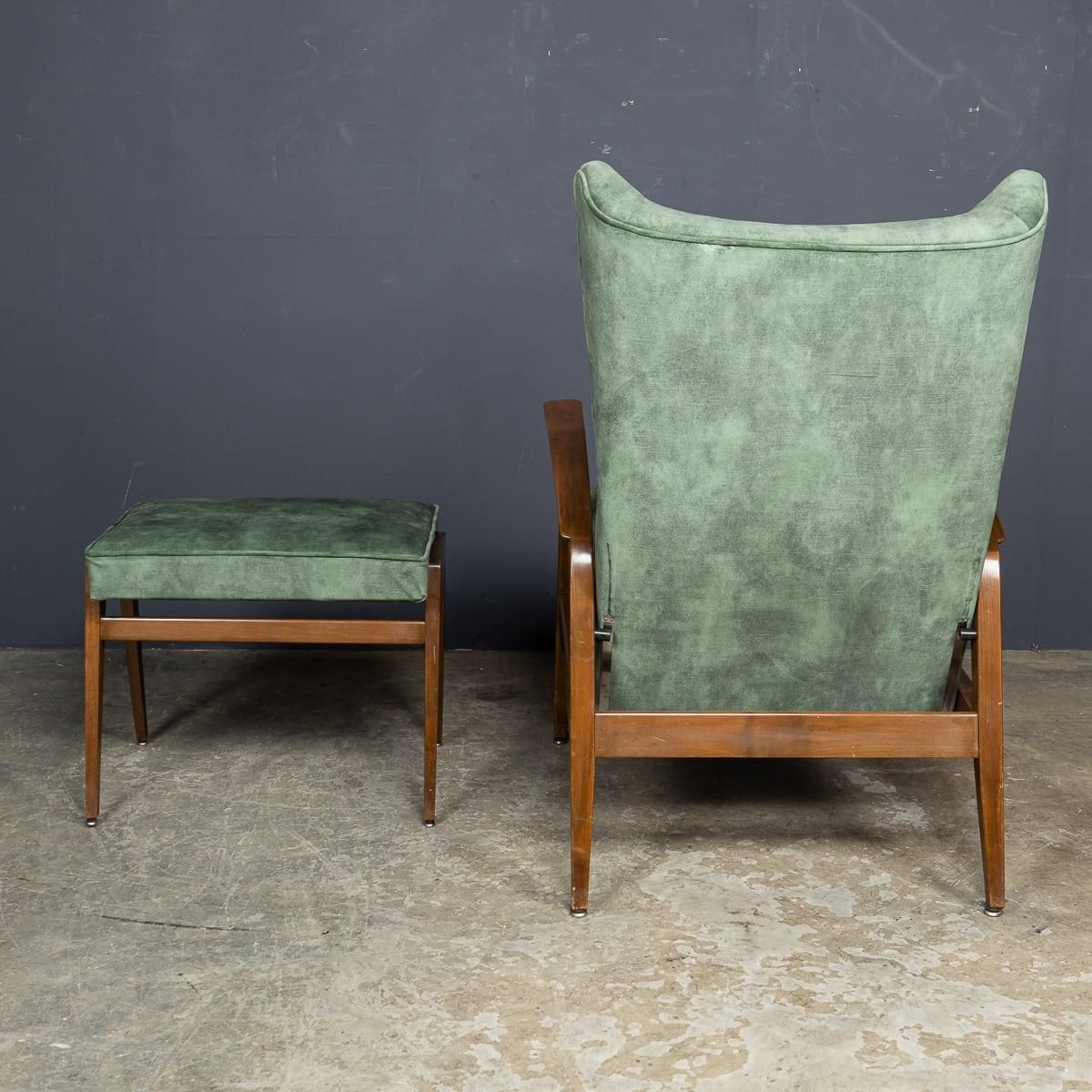 Mid 20th Century Knoll Antimott Recliner & Footstool C.1960 photo 5320.0