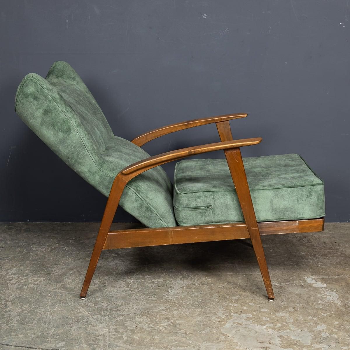 Mid 20th Century Knoll Antimott Recliner & Footstool C.1960 photo vintage