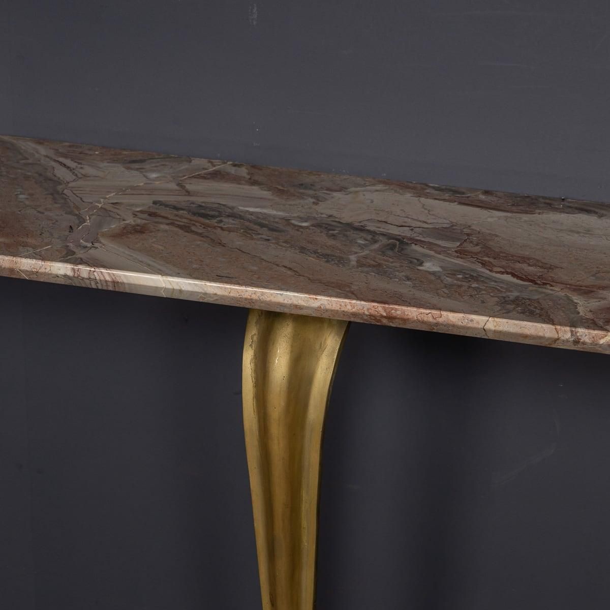 Mid 20th Century Italian Brass & Marble Console With Mirror C.1950 photo Home Decor