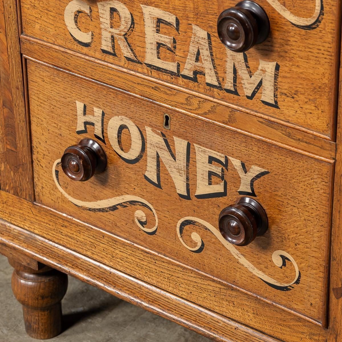 9621.0 Antique 19th Century Victorian Solid Oak & Glass Dresser, Later Painted C.1890 photo