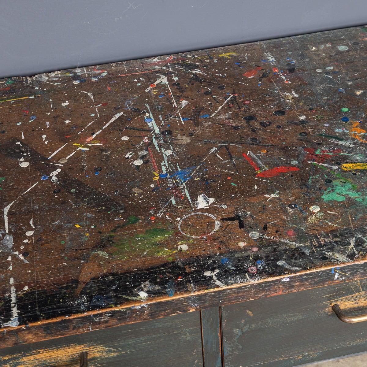 Vintage 20th Century Paint Splashed Art Department Table C.1960 photo vintage