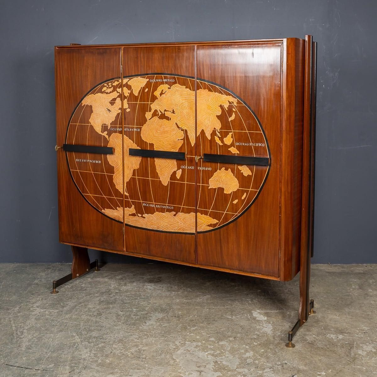 20th Century Italian Stylised "Map Of The World" Cabinet C.1950 photo for sale