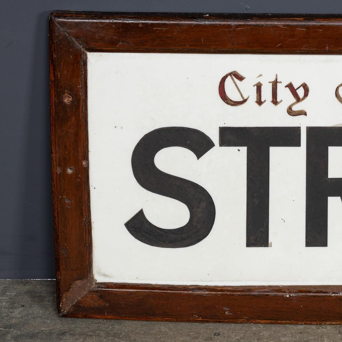 Antique 20thc Framed Enamelled Metal London Street Sign For Strand, Wc2 C.1917 photo Home Decor