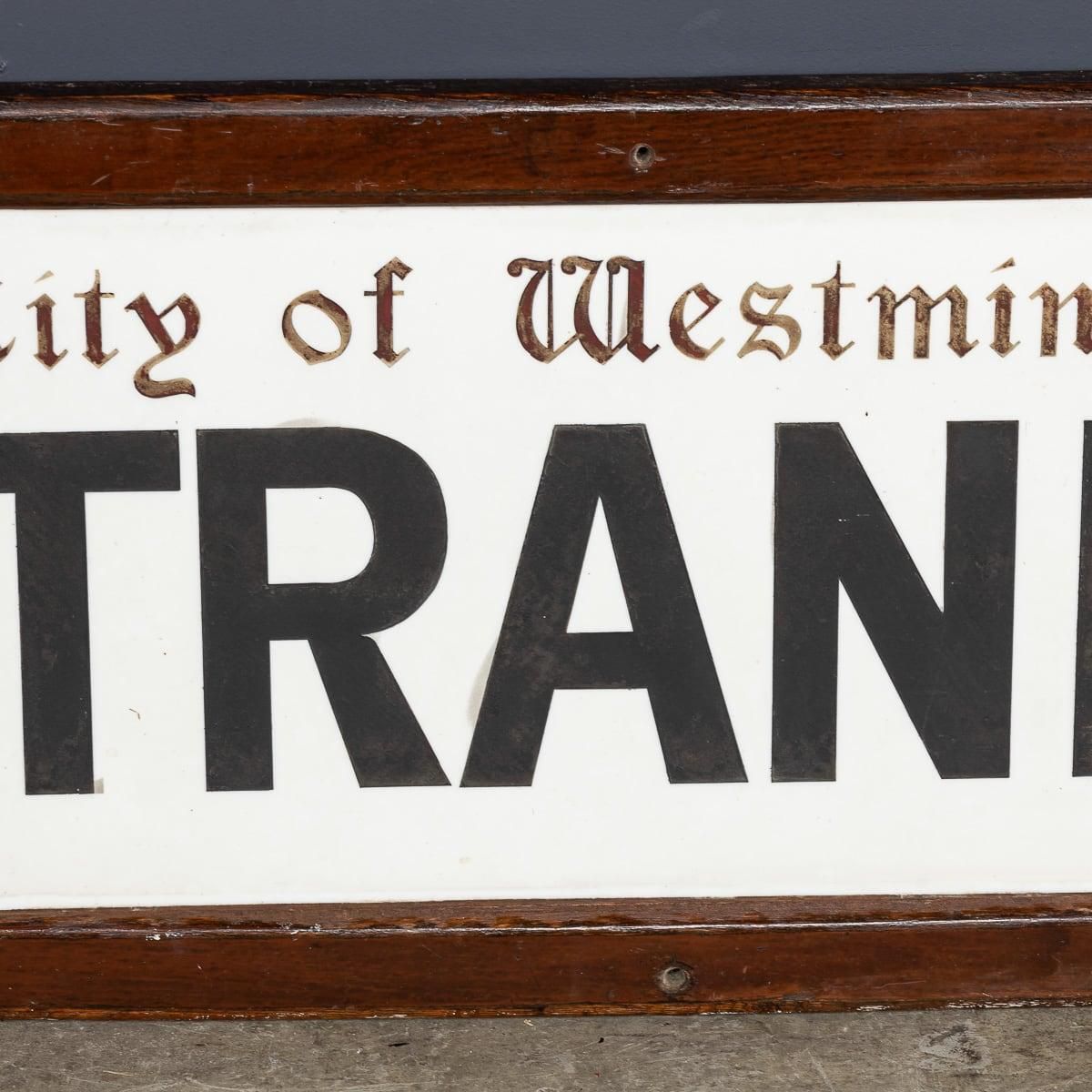 Antique 20thc Framed Enamelled Metal London Street Sign For Strand, Wc2 C.1917 photo 2965.0