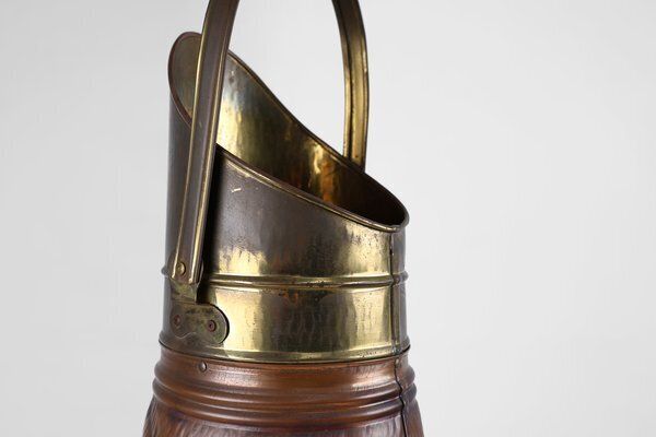 Copper Umbrella Stand With Embossed Image Of Rubbens, France, 1900s photo vintage
