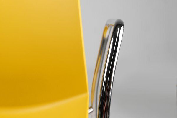 Mid Century Yellow Chair With Metal Frame And Plastic Seat, Belgium photo for sale