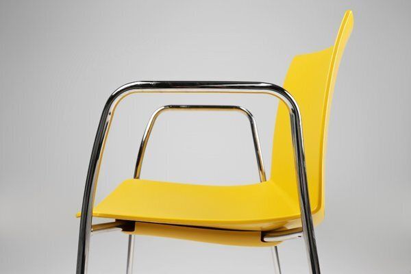 Mid Century Yellow Chair With Metal Frame And Plastic Seat, Belgium photo 629.0