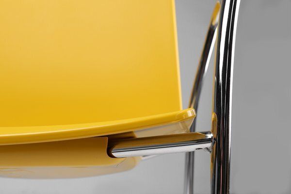 photo for sale Mid Century Yellow Chair With Metal Frame And Plastic Seat, Belgium