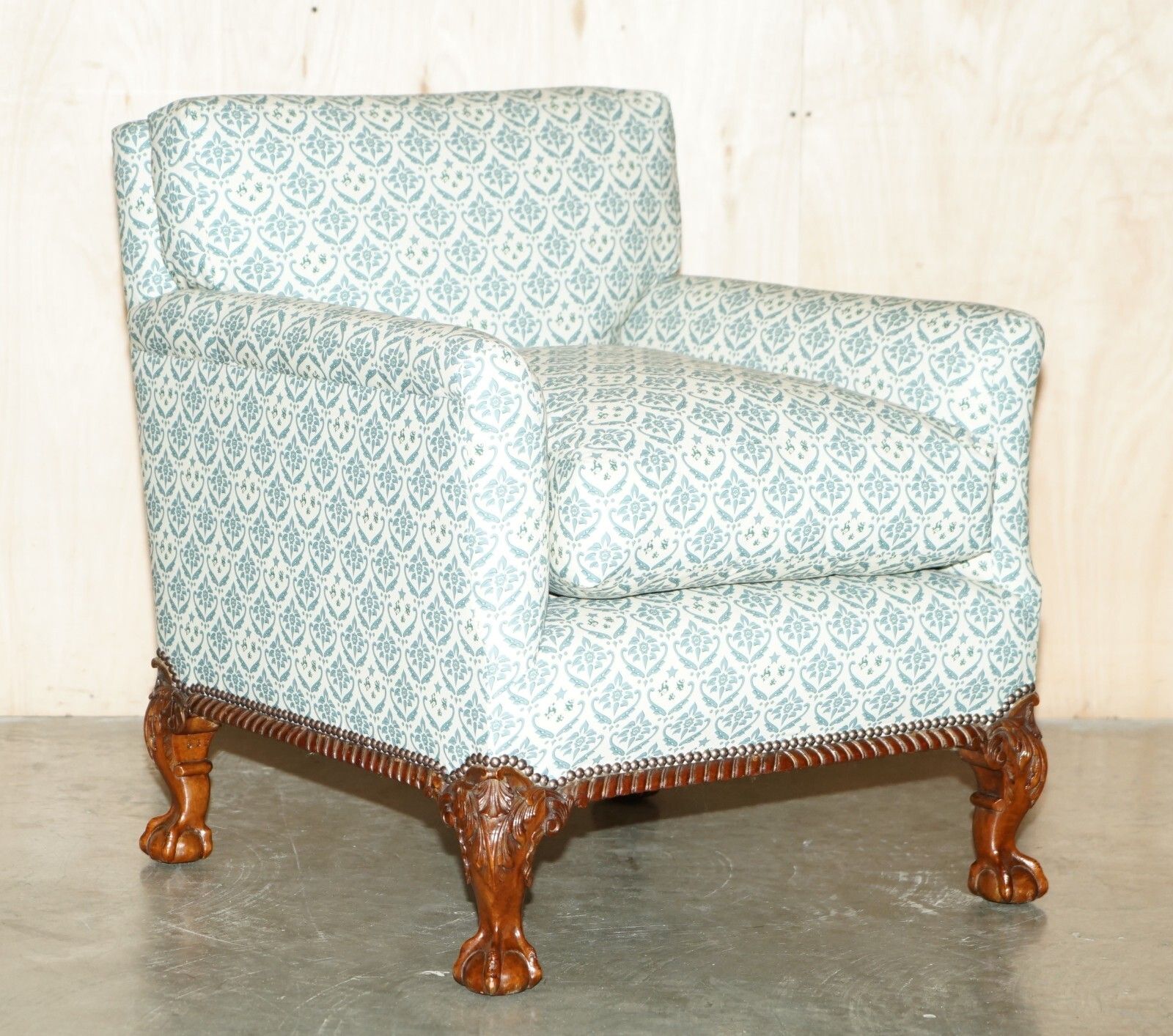 Fully Restored Antique Howard & Son's Claw & Ball Feet Armchair Ticking Fabric photo 14950.0