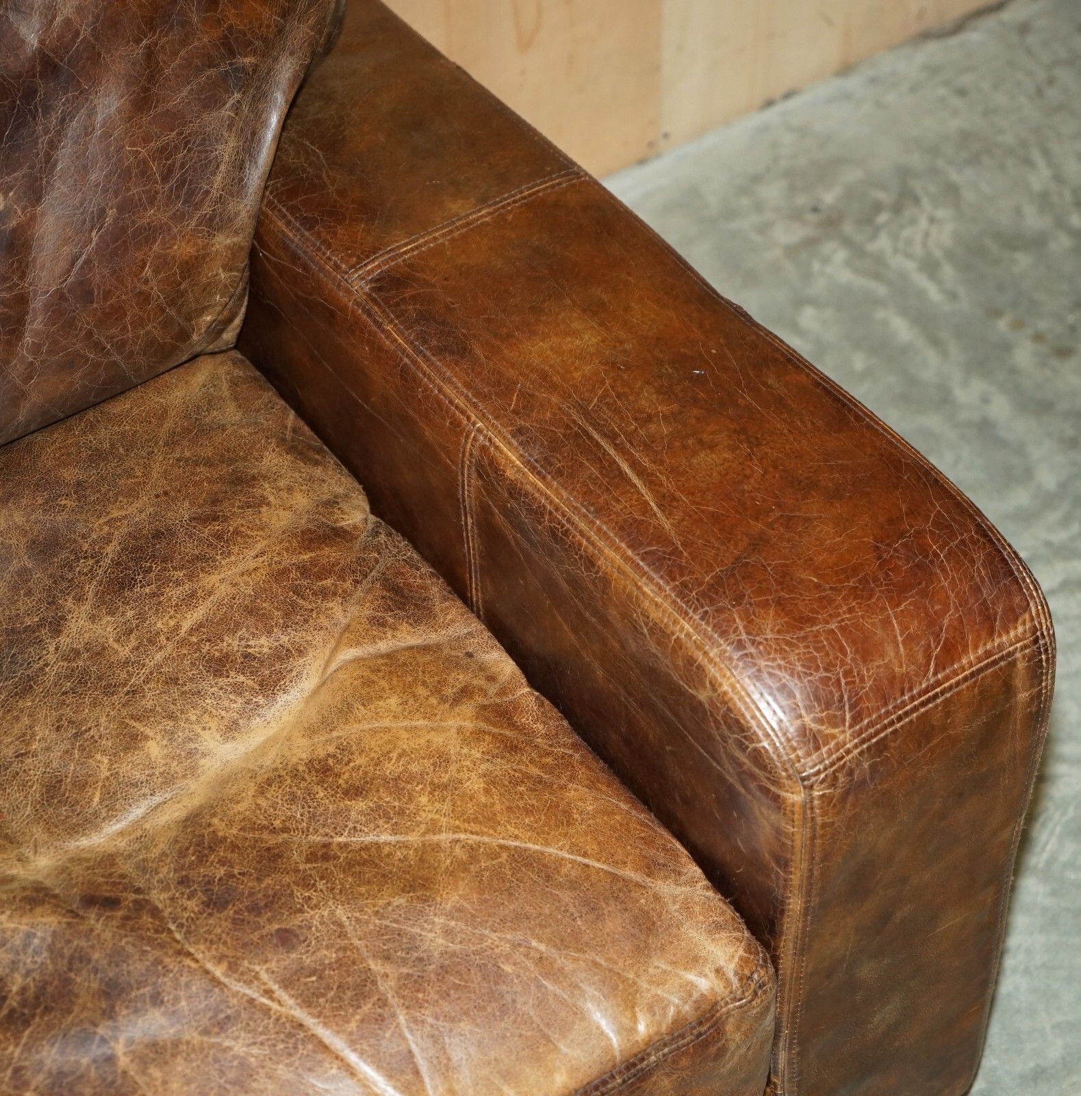 Furniture Stunning Heritage Biker Brown Leather Halo Soho Sofa Which Is Part Of A Suite photo