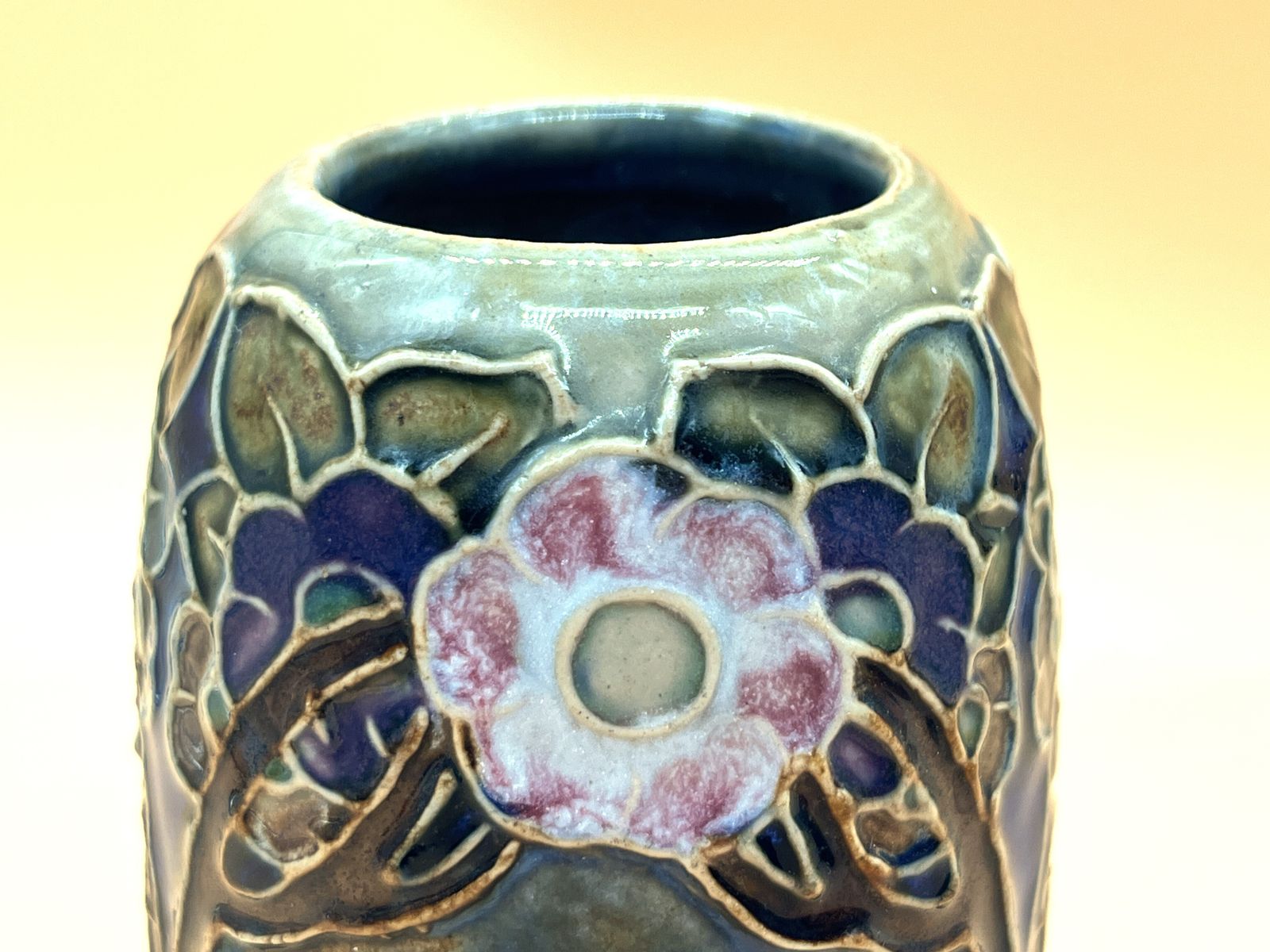 Antique Pair Of Lily Partington Royal Doulton Pottery Vases. 8724. C1900. photo for sale