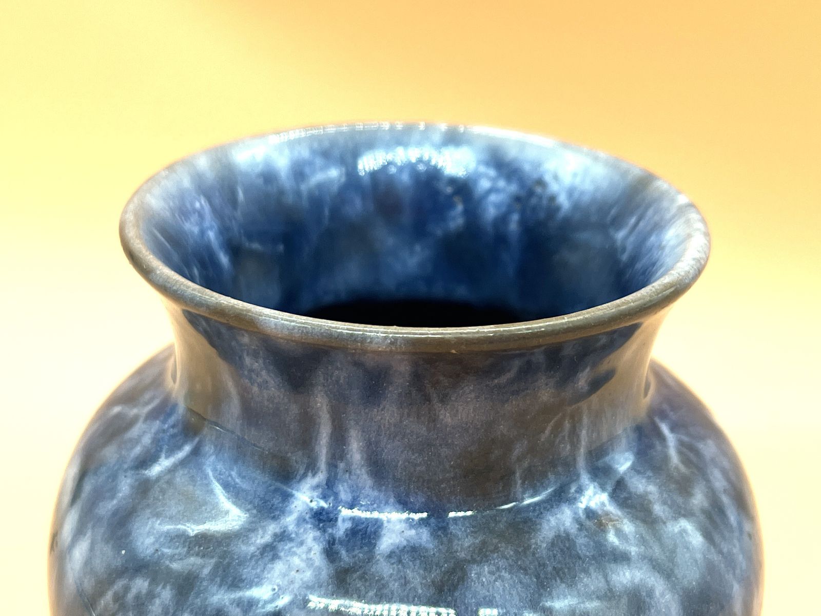 Art Nouveau Royal Doulton Faience Blue & Brown Mottled Vase. C1880. photo furniture