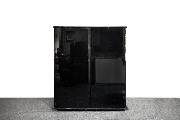 Vintage Italian Black Wardrobe By Gianfranco Frattini For Molteni, 1970s