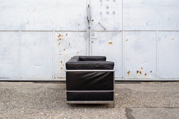 Vintage Lc 2 In Black Leather By Le Corbusier For Alivar, 1980s photo Furniture