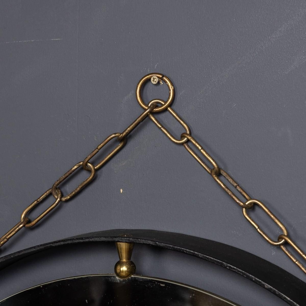 Mid 20th Century Italian Black Metal Framed Mirror & Brass Console C.1950 photo 1995.0