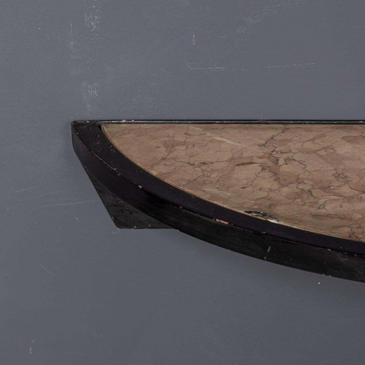 Mid 20th Century Italian Black Metal Framed Mirror & Brass Console C.1950 photo vinterior