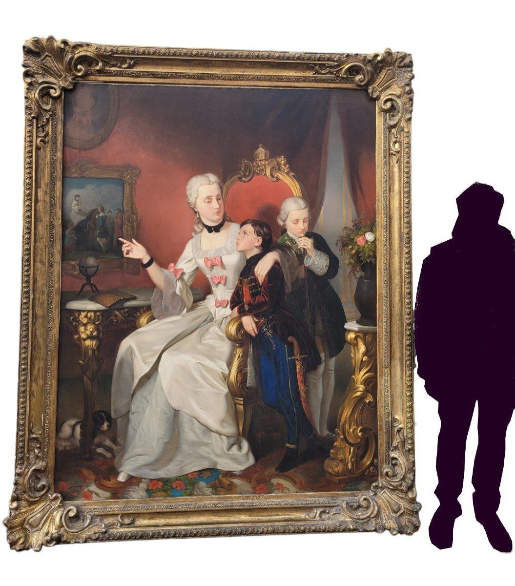 9500.0 C Hermelein, Portrait Of Princess Elisabeth Of Prussia And Her Sons, 19th Century photo